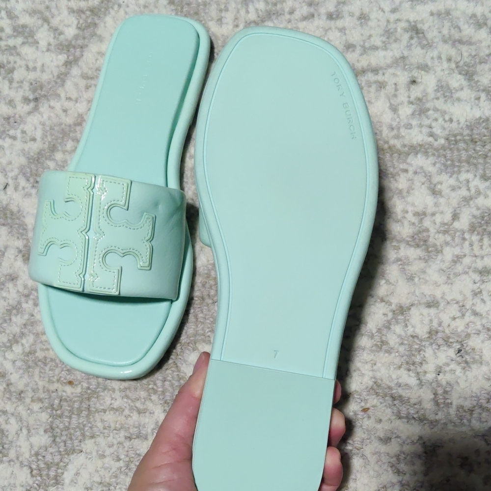 Tory Burch Light Green Slide Sandals - Picture 2 of 4